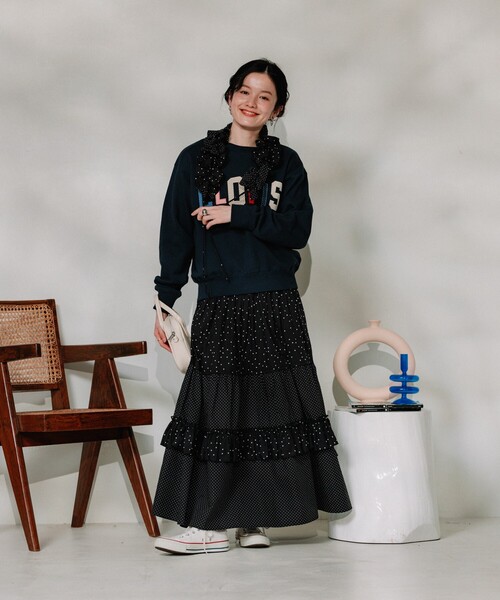 FREAK'S STORE(フリークスストア)の「ドットコンビ ティアードスカート(スカート・レディース・ブラック/レッド/ネイビー・フリ-)」の22枚目の写真