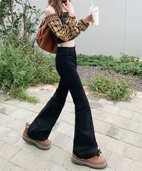 aimoha（アイモハ）の「クラシックブーツカットデニムパンツ（デニムパンツ・レディース・ブラック/ブルー・LARGE/MEDIUM/SMALL/X-SMALL）」の8枚目の写真