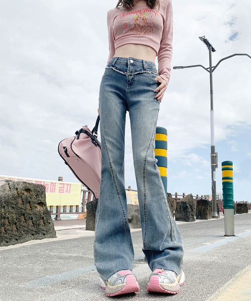 aimoha（アイモハ）の「クラシックブーツカットデニムパンツ（デニムパンツ・レディース・ブラック/ブルー・LARGE/MEDIUM/SMALL/X-SMALL）」の15枚目の写真