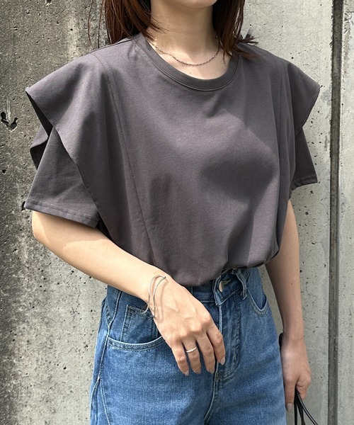 【接触冷感】ラッフルフリルＴシャツ
