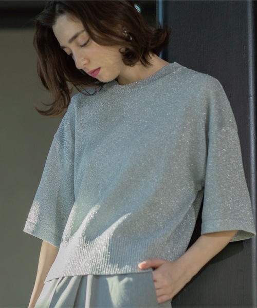 ラメハーフスリーブニット（ニット/セーター）｜OPAQUE.CLIP（オペークドットクリップ） mdprevattcaulkingandwaterproofing.com