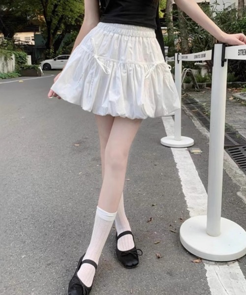 インナーパンツ付きフロントリボンバルーンスカート（スカート