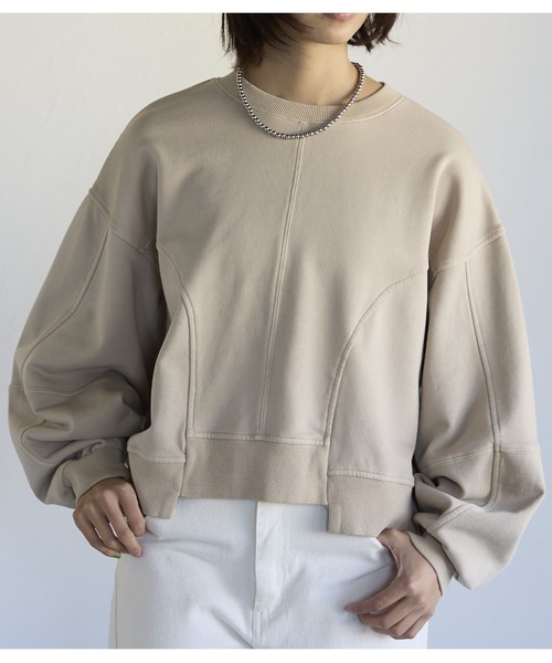 SOTT(ソット)の「Pigment Short-Length Sweatshirt ピグメント短丈スウェット(Tシャツ/カットソー・レディース・グレイッシュベージュ/チャコール・FREE)」の15枚目の写真