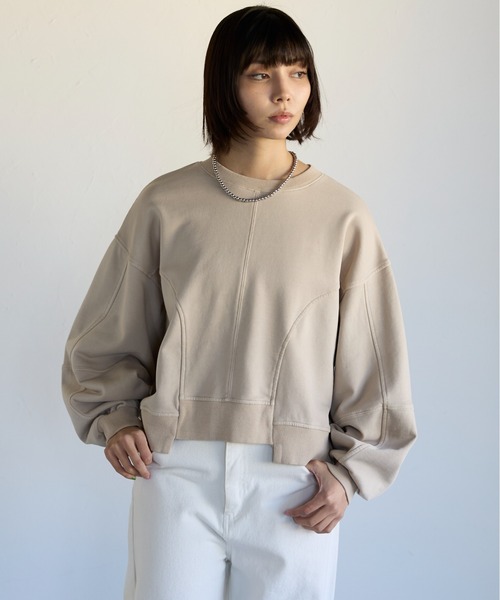 SOTT(ソット)の「Pigment Short-Length Sweatshirt ピグメント短丈スウェット(Tシャツ/カットソー・レディース・グレイッシュベージュ/チャコール・FREE)」の16枚目の写真
