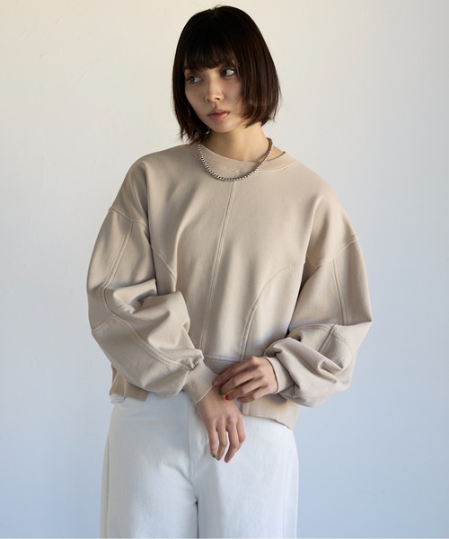 SOTT(ソット)の「Pigment Short-Length Sweatshirt ピグメント短丈スウェット(Tシャツ/カットソー・レディース・グレイッシュベージュ/チャコール・FREE)」の17枚目の写真