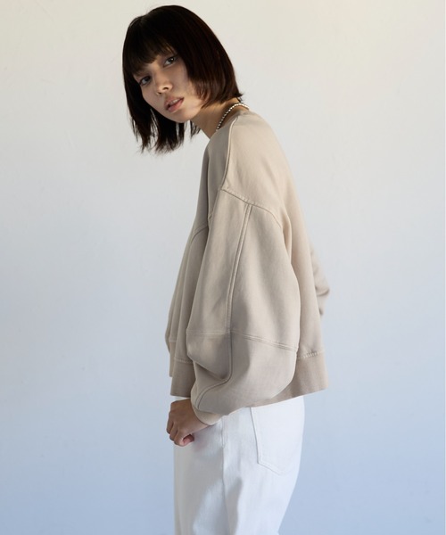 SOTT(ソット)の「Pigment Short-Length Sweatshirt ピグメント短丈スウェット(Tシャツ/カットソー・レディース・グレイッシュベージュ/チャコール・FREE)」の9枚目の写真