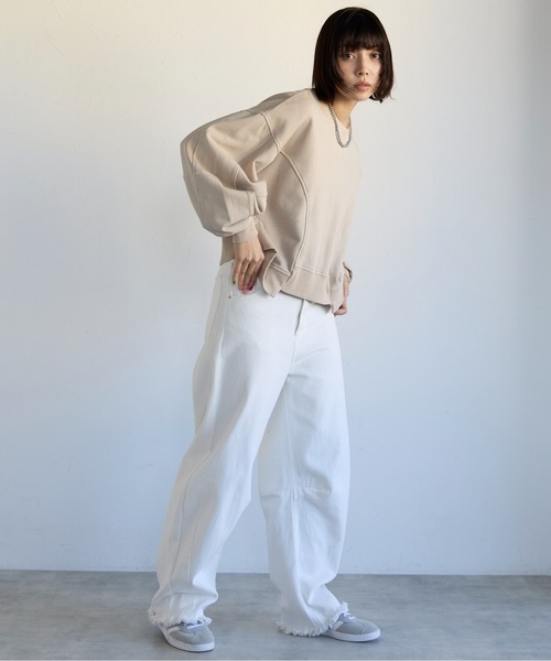 SOTT(ソット)の「Pigment Short-Length Sweatshirt ピグメント短丈スウェット(Tシャツ/カットソー・レディース・グレイッシュベージュ/チャコール・FREE)」の11枚目の写真