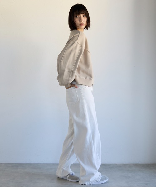 SOTT(ソット)の「Pigment Short-Length Sweatshirt ピグメント短丈スウェット(Tシャツ/カットソー・レディース・グレイッシュベージュ/チャコール・FREE)」の12枚目の写真