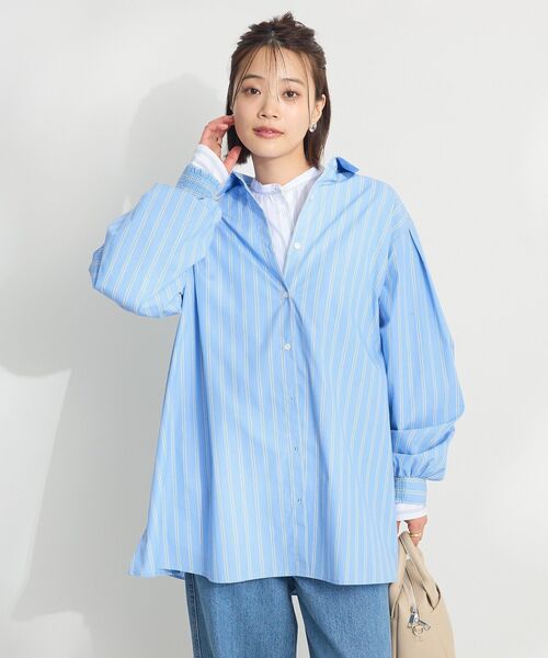 CRAFT STANDARD BOUTIQUE（クラフトスタンダードブティック）の「イージーケアビッグシャツ ◆（シャツ/ブラウス・レディース・オフホワイト/ブルー系その他7/サックスブルー・FREE）」の9枚目の写真