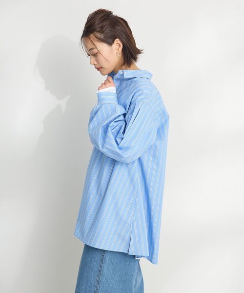 CRAFT STANDARD BOUTIQUE（クラフトスタンダードブティック）の「イージーケアビッグシャツ ◆（シャツ/ブラウス・レディース・オフホワイト/ブルー系その他7/サックスブルー・FREE）」の10枚目の写真