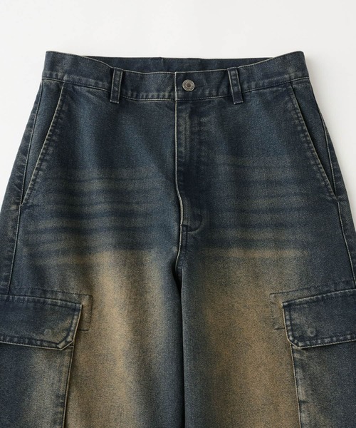 Snap club（スナップクラブ）の「【Snap club】ヴィンテージ加工デニムバレルレッグカーゴパンツ（デニムパンツ・メンズ・インディゴブルー/ブラック・S/M/L）」の15枚目の写真