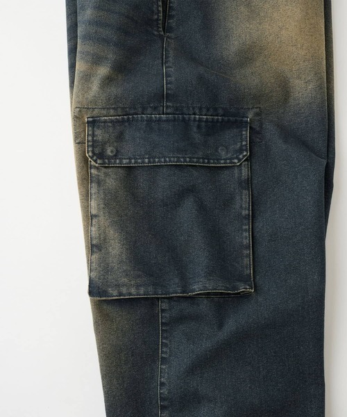 Snap club（スナップクラブ）の「【Snap club】ヴィンテージ加工デニムバレルレッグカーゴパンツ（デニムパンツ・メンズ・インディゴブルー/ブラック・S/M/L）」の19枚目の写真