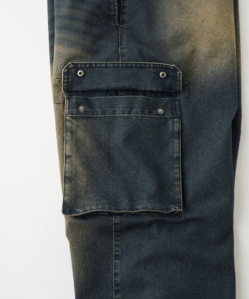 Snap club（スナップクラブ）の「【Snap club】ヴィンテージ加工デニムバレルレッグカーゴパンツ（デニムパンツ・メンズ・インディゴブルー/ブラック・S/M/L）」の20枚目の写真