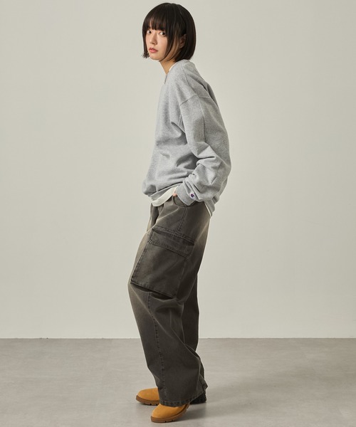 セール】【Snap club】ヴィンテージ加工デニムバレルレッグ