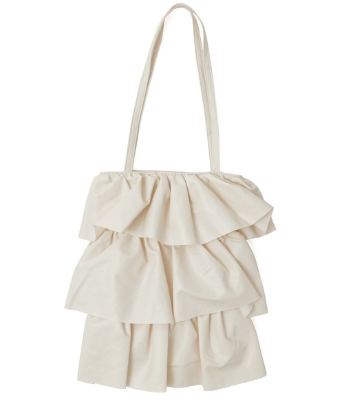 Fashion Letter（ファッションレター）の「フェイクレザーフリル トートバッグ（トートバッグ・レディース・ベージュ/アイボリー/ブラック・FREE）」の12枚目の写真