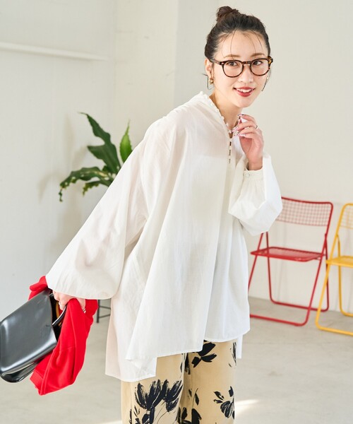 FREAK'S STORE（フリークスストア）の「限定展開　インド クルミ ボタン ブラウス（シャツ/ブラウス・レディース・オフホワイト/ブラック/ライトピンク/モカ/ネイビー/イエロー・ﾌﾘ-）」の10枚目の写真