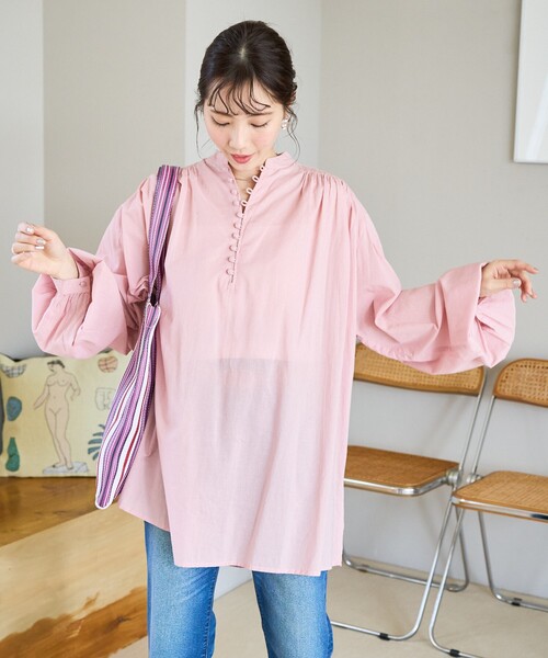 FREAK'S STORE（フリークスストア）の「限定展開　インド クルミ ボタン ブラウス（シャツ/ブラウス・レディース・オフホワイト/ブラック/ライトピンク/モカ/ネイビー/イエロー・ﾌﾘ-）」の17枚目の写真