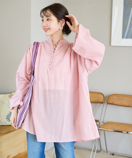 FREAK'S STORE（フリークスストア）の「限定展開　インド クルミ ボタン ブラウス（シャツ/ブラウス・レディース・オフホワイト/ブラック/ライトピンク/モカ/ネイビー/イエロー・ﾌﾘ-）」の18枚目の写真