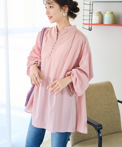 FREAK'S STORE（フリークスストア）の「限定展開　インド クルミ ボタン ブラウス（シャツ/ブラウス・レディース・オフホワイト/ブラック/ライトピンク/モカ/ネイビー/イエロー・ﾌﾘ-）」の22枚目の写真