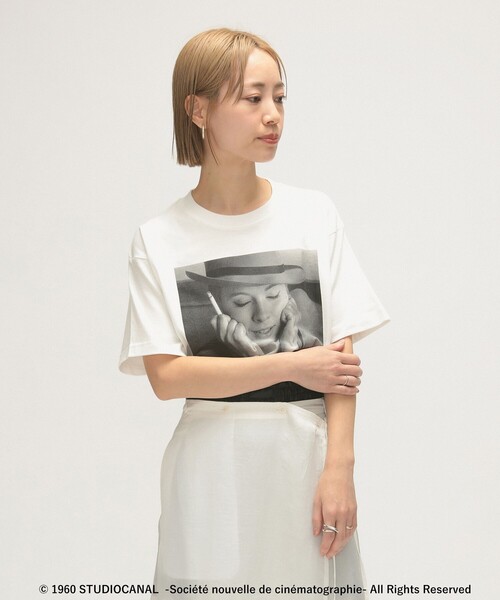 BEAMS BOY（ビームスボーイ）の「maturely / ジャン=リュック・ゴダール プリント Tシャツ（Tシャツ/カットソー・レディース・ホワイト/ブラック・ONE SIZE）」の2枚目の写真