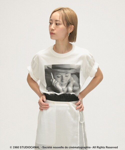 BEAMS BOY（ビームスボーイ）の「maturely / ジャン=リュック・ゴダール プリント Tシャツ（Tシャツ/カットソー・レディース・ホワイト/ブラック・ONE SIZE）」の7枚目の写真