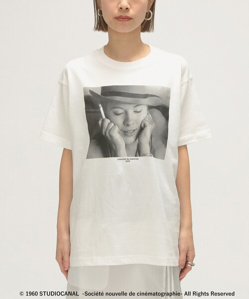 BEAMS BOY（ビームスボーイ）の「maturely / ジャン=リュック・ゴダール プリント Tシャツ（Tシャツ/カットソー・レディース・ホワイト/ブラック・ONE SIZE）」の9枚目の写真