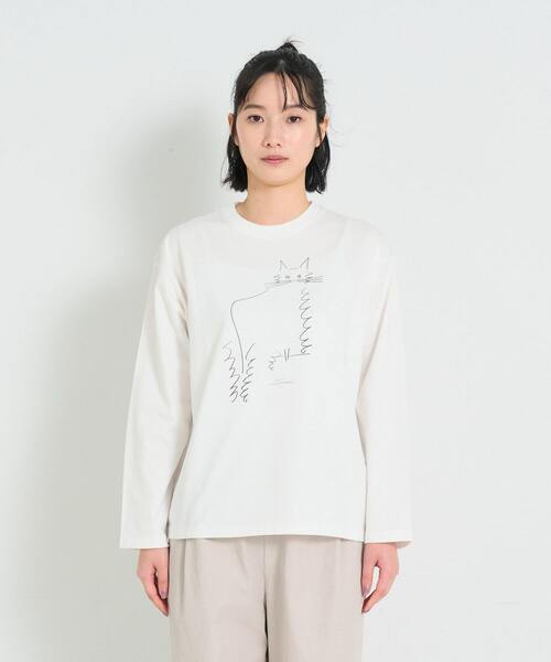 conges payes ADIEU TRISTESSE（コンジェ ペイエ アデュートリステス）の「ichiro yamaguchi.長袖Tシャツ（Tシャツ/カットソー・レディース・ホワイト/ライトグレー・FREE）」の9枚目の写真