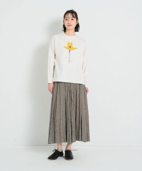conges payes ADIEU TRISTESSE（コンジェ ペイエ アデュートリステス）の「ichiro yamaguchi.長袖Tシャツ（Tシャツ/カットソー・レディース・ホワイト/ライトグレー・FREE）」の13枚目の写真