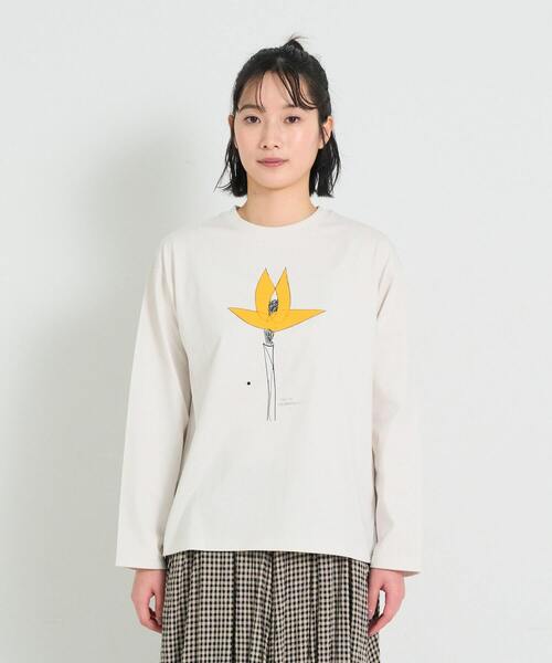 conges payes ADIEU TRISTESSE（コンジェ ペイエ アデュートリステス）の「ichiro yamaguchi.長袖Tシャツ（Tシャツ/カットソー・レディース・ホワイト/ライトグレー・FREE）」の16枚目の写真