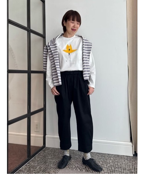 conges payes ADIEU TRISTESSE（コンジェ ペイエ アデュートリステス）の「ichiro yamaguchi.長袖Tシャツ（Tシャツ/カットソー・レディース・ホワイト/ライトグレー・FREE）」の5枚目の写真