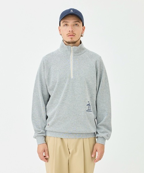 Penguin by Munsingwear（ペンギン バイ マンシングウェア）の「Hhalf Zip Hand print Sweat-shirt（スウェット・メンズ・ネイビー/エメラルド/グレー・L/M/XL）」の5枚目の写真