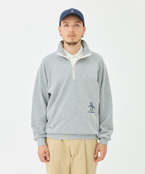 Penguin by Munsingwear（ペンギン バイ マンシングウェア）の「Hhalf Zip Hand print Sweat-shirt（スウェット・メンズ・ネイビー/エメラルド/グレー・L/M/XL）」の6枚目の写真