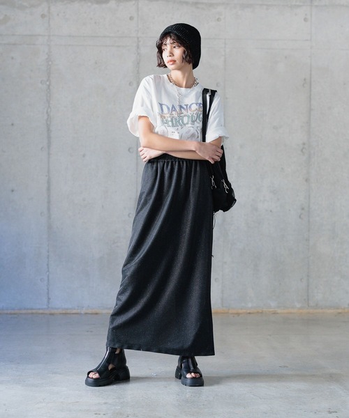 PAGEBOY(ページボーイ)の「ミュージックロックTシャツ(Tシャツ/カットソー・レディース・チャコールグレー/モスグリーン/アイボリー/オフホワイト・FREE)」の11枚目の写真