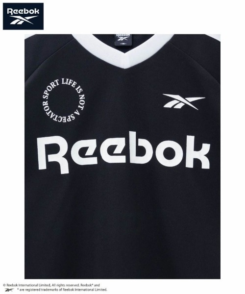 Reebok（リーボック）の「【吸水速乾】別注 Reebok Vネック袖切替Tシャツ（Tシャツ/カットソー・キッズ・ネイビー/ブラック・130/140/150/160）」の9枚目の写真