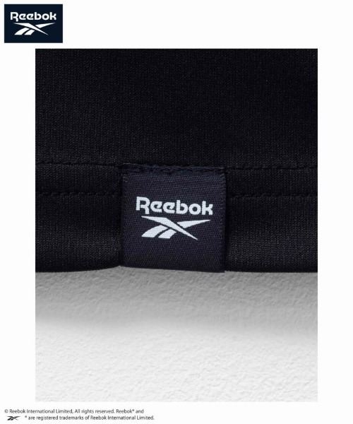 Reebok Tシャツ カットソー Vネック 切替 総柄 半袖 S 黒 ブラック 半袖 Tシャツ 冷感 速乾 UV加工 ストレッチスムース シューズプリント