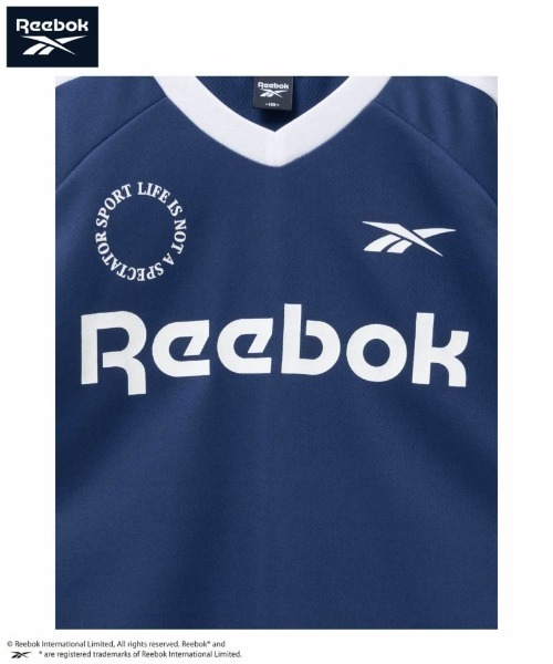 Reebok Tシャツ カットソー Vネック 切替 総柄 半袖 S 黒 ブラック 半袖 Tシャツ 冷感 速乾 UV加工 ストレッチスムース シューズプリント