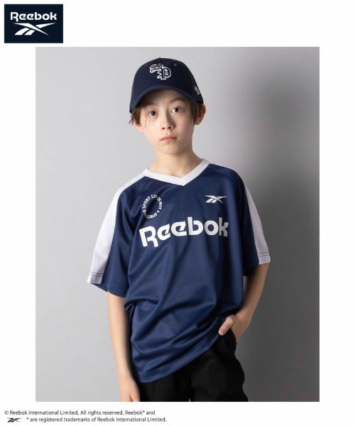 吸水速乾】別注 Reebok Vネック袖切替Tシャツ（Tシャツ/カットソー
