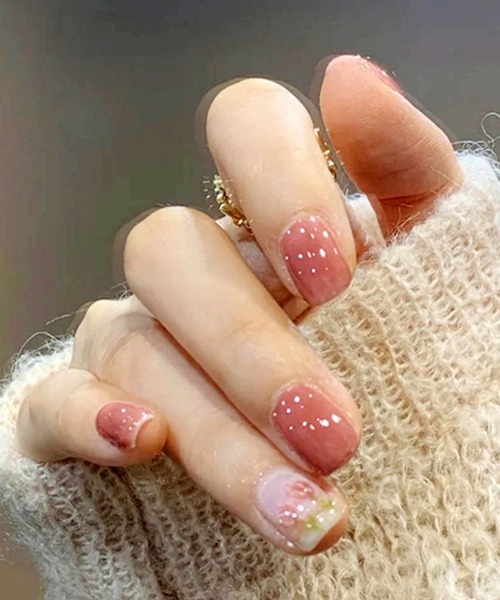 フラワー アート ショート ネイルチップ セット（ネイルシール