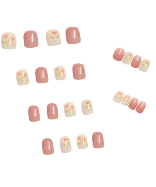 フラワー アート ショート ネイルチップ セット（ネイルシール/ネイル