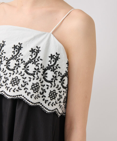 La boutique BonBon（ラブティックボンボン）の「【お上品映え◎】スカラップ刺繍Aラインキャミワンピース（ワンピース・レディース・ホワイト/ブラック・36/38）」の6枚目の写真
