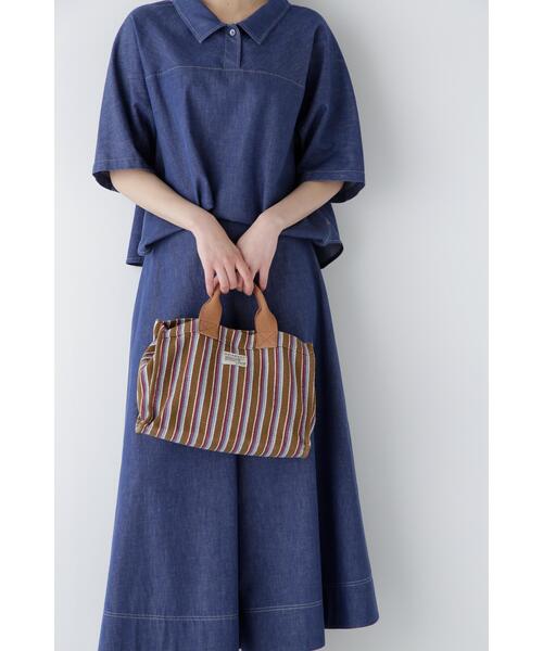 human woman(ヒューマンウーマン)の「◆【MOISMONT】ストライプトートバッグ(トートバッグ・レディース・ダークオリーブ・フリ-)」の11枚目の写真