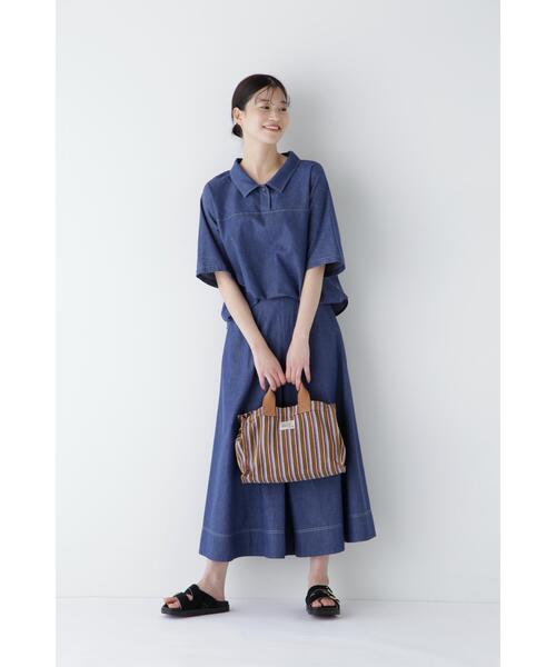 human woman(ヒューマンウーマン)の「◆【MOISMONT】ストライプトートバッグ(トートバッグ・レディース・ダークオリーブ・フリ-)」の12枚目の写真
