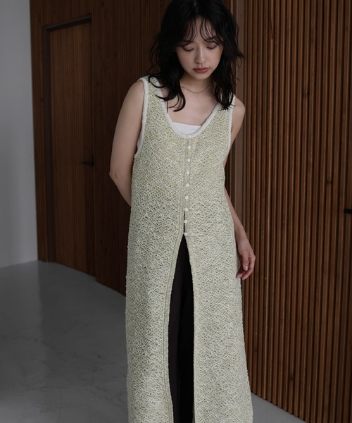 hellam（へラム）の「ミックスニットロングワンピ（ワンピース・レディース・ブラック/グリーン/オレンジ・FREE）」の2枚目の写真