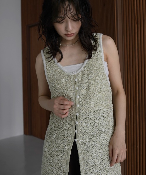 hellam（へラム）の「ミックスニットロングワンピ（ワンピース・レディース・ブラック/グリーン/オレンジ・FREE）」の14枚目の写真