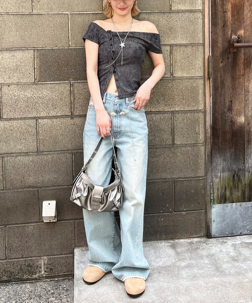 SPIRALGIRL（スパイラルガール）の「ワンショルラメトップス（Tシャツ/カットソー・レディース・ネイビー/ピンク/ブラック・FREE）」の19枚目の写真