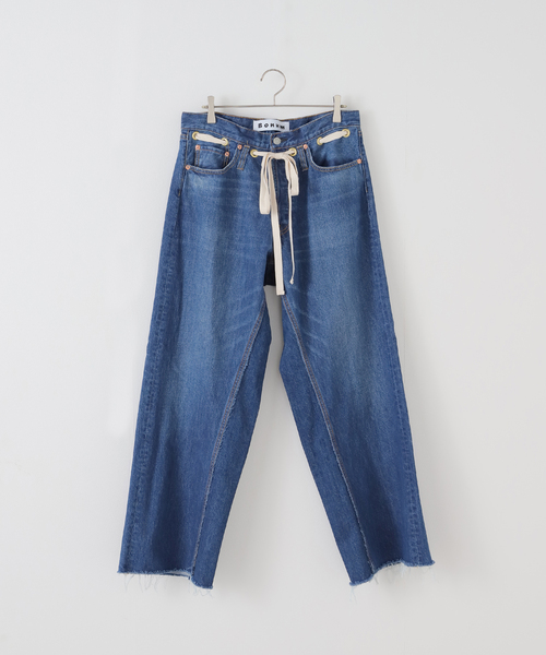 未使用品 BONUM リボンデニムパンツ ブルー Bonum - BONUM ボナム デニムパンツ M 紺(デニム) 【古着