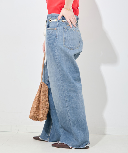 Bonum(ボナム)の「ドロストワイドイージーデニムパンツ(デニムパンツ・レディース・コバルトブルー/ネイビー・28/26/30/32)」の14枚目の写真