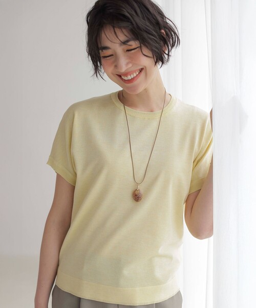 J.PRESS(ジェイプレス)の「【WEB限定カラーあり・洗える】Vis/Peスパーク ラメ ニット(ニット/セーター・レディース・イエロー系/アイボリー系/ダークブラウン系/ブラウン系/ライトグレー系・T13/T15)」の5枚目の写真
