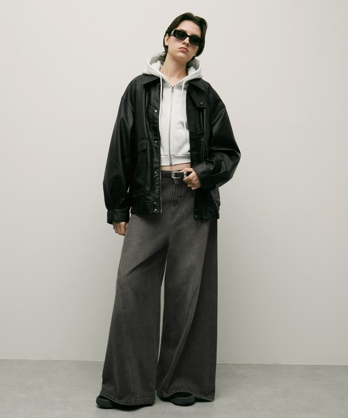 ENDER PRODUCTS(エンダープロダクツ)の「ヴィンテージ加工立体裁断フレアワイドデニム【ENDER PRODUCTS/エンダープロダクツ】(デニムパンツ・メンズ・グレー/ブラック・L)」の11枚目の写真