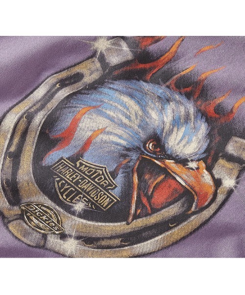 Harley-Davidson（ハーレーダビッドソン）の「Dickies(R)x H-D(R)フレーミングイーグルボクシークロップTシャツ（Tシャツ/カットソー・レディース・パープル系その他・L/XS/S/M/XL）」の4枚目の写真